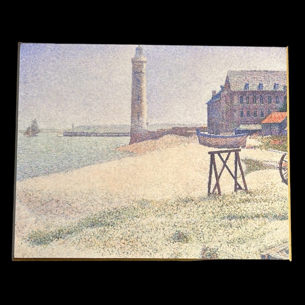 Vintage Art Print/Seurat’s “The Lighthouse at Honfleur”/Famous French Art/RARE